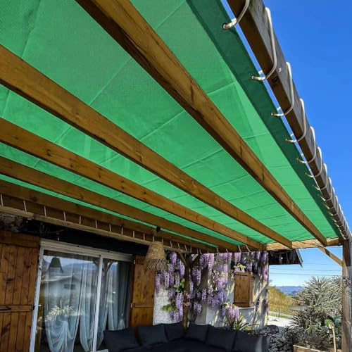 TECPLAST Toile Pergola Micro-Perforée 3x3 m Verte - Garantie 5 Ans - MP460PR - Perméable - Ombrage léger - Made in France