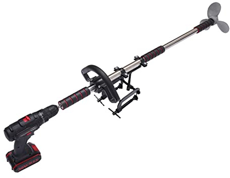 Ealtqund 21V Cordless Outboard Motor 330lbs Thrust Electric Boat Engine with Dual Batteries 0-1450RPM small boat motor Adjustable Speed