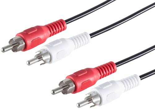 1aTTack.de 1 câble RCA de 10 m - 2 fiches RCA vers 2 fiches RCA - Câble de connexion audio stéréo - Connecteurs moulés - Contacts nickelés pour amplificateur TV HiFi