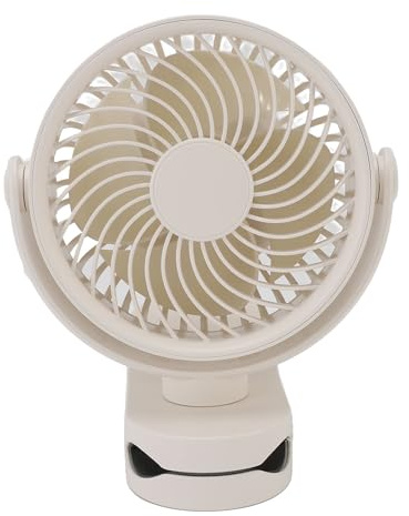 Fabater USB Rescue Bar Small Ventilateur 4-vitesse Pince/Support sur le Ventilateur 360 ° Rotation Calm Work Material pour un Maximum de Confort sur la Plage Camping Cycling Abs Material (Beige)
