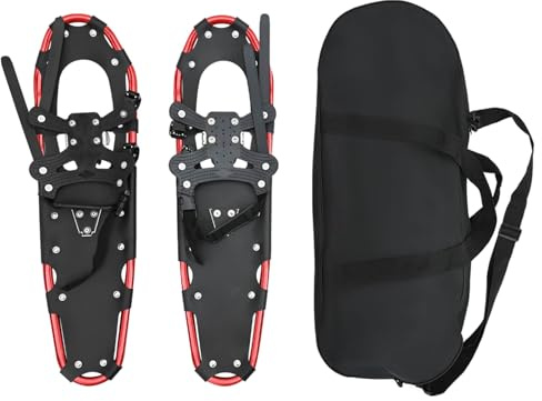 vidaXL 3 i 1 snöskor Röd och Svart 30 tum Aluminium och HDPE, Trädgård och terrass, Justerbar snöutrustning, Vinter sportutrustning, Utomhusvandring kit, Kyla klimat tillbehör, Trekking kit