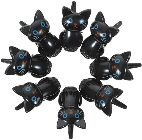 MINAOLULUS Lot de 8 Pinces à Sachets Réutilisables de Chat, Clips de Fermeture Alimentaires Noirs, Clips D’étanchéité pour Snacks et Paquet à Goûter, Accessoires Pratiques pour Bureau