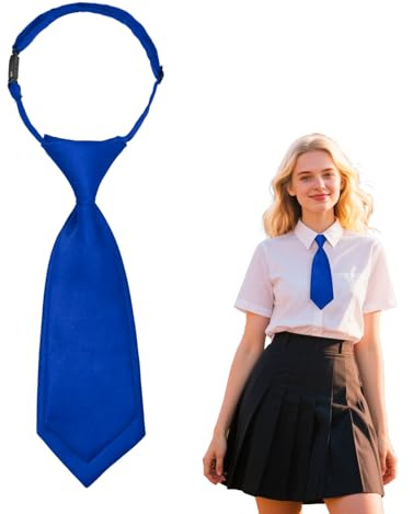 Gsyziux Neck Ties for Women Girls, Adjustable Pre-Tied Womens Tie Cute Ladies Neckties for School Uniform Cosplay Daily (Royal Blue)