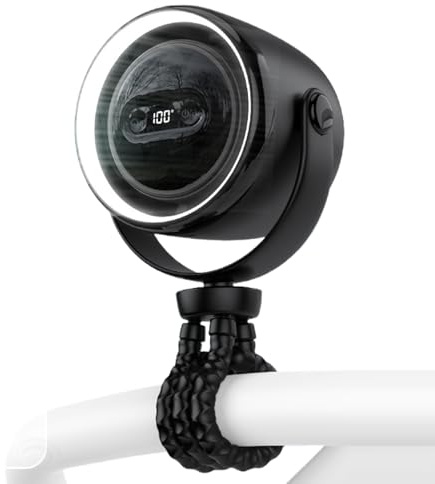 Ventilador Con Clip Para Cochecito: Cubierta De Seguridad Antipellizcos, Almohadilla Aromática Para Aromaterapia, Base De Trípode Flexible | Enfriador Portátil Recargable De 100 Velocidades Con Luz No