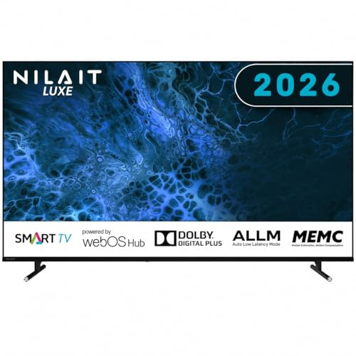 Nilait Smart TV 55 Pulgadas, QLED UHD 4K, WebOS, Colores Vivos, Baja Latencia, Bluetooth 5.1, x3 HDMI, x2 USB, WiFi, Smart TV Negra