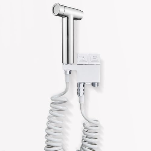 FQYEP Juego De Bidet Pared Kit Rociador Bidet para WC Latón con Válvulas De Doble Ángulo Y Manguera para Lavado Pisos,Cromado