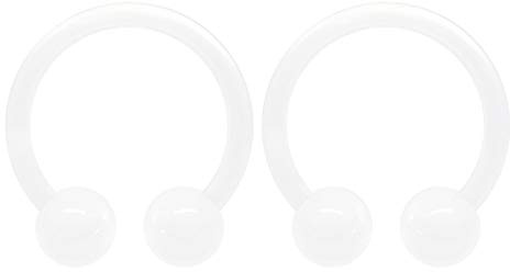 KJM Fashion Bioflex Ohrhänger Hufeisen transparent 1,2mm 16g 2 Stück