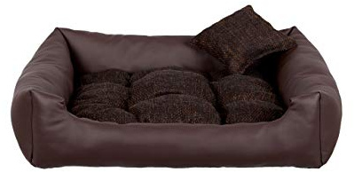 Gutekissen® Hundebett aus Ökoleder Hundebett Hundesofa Hundeliege Hundekissen Kunstleder Hundeschlafplatz - Langlebige Materialien und hohe Qualität EKO (3XL - 130x110, Braun)