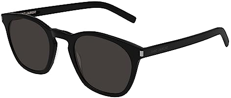 SAINT LAURENT Unisex SL 28 SLIM-001 49 ACETAT Sunglasses, Black-Black-Black