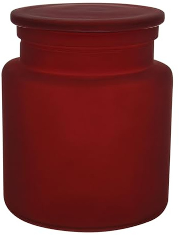 Spirella Universaldose Yoko Kosmetikdose, Wattedose, Aufbewahrung Bad, Glas, 10,2 x 12 cm, Rot
