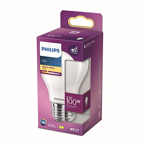 Philips Lighting Lampadina LED Goccia, Equivalente a 100W, Attacco E27, Luce Bianca Calda, 2700K, non Dimmerabile