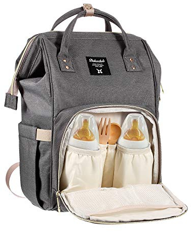 DIY-24H Babytasche Wickeltasche Rucksack Windeltasche Wickel Mama Baby Backpack Tasche Dunkelgrau