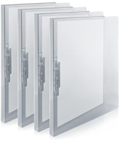 CRANBURY Raccoglitore a morsetto senza punzonatura (confezione da 4), colore grigio, contiene 100 pagine formato lettera, documenti, 20,5 x 28 cm, con clip in metallo, per casa o ufficio, in