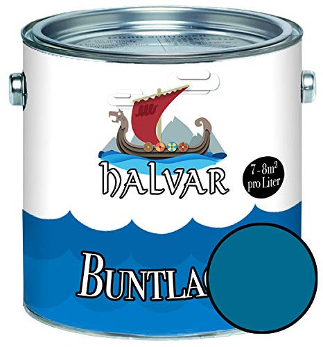 FARBENLÖWE Barniz de colores para madera y metal mate azul RAL 5000-5024 para madera para interior y exterior resistente a la intemperie protección de larga duración (1 L RAL 5019 azul descapotable)