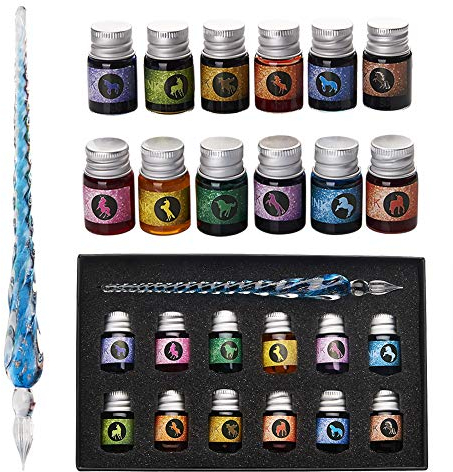 Mancola Kalligraphie Stifte Set mit 12 bunten Tinten für Kunst, Unterschriften,Zeichnung, Dekoration, Geschenk für Anfänger und Künstler MA-13