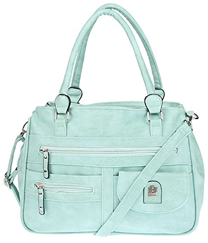 Christian Wippermann große Damen Umhängetasche Tasche Schultertasche in Leder Optik (Türkis)