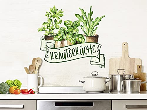 GRAZDesign Wandtattoo Küche Kräuterküche mit Kräutern, Wandaufkleber Esszimmer, Küchenaufkleber / 62x57cm