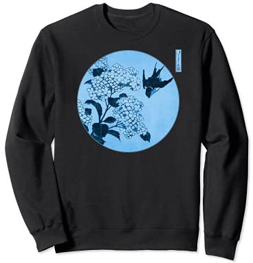 Famous Vintage Japanese Woodblock Art: Hydrangea and Swallow Sweatshirt