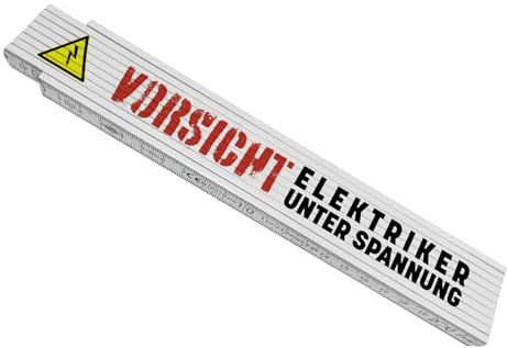 Vorsicht Elektriker unter Spannung lustiger Meterstab aus Holz für Handwerker lustiges Geschenk für einen Elektriker der seine Arbeit nicht allzu ernst nimmt und hier und da mal
