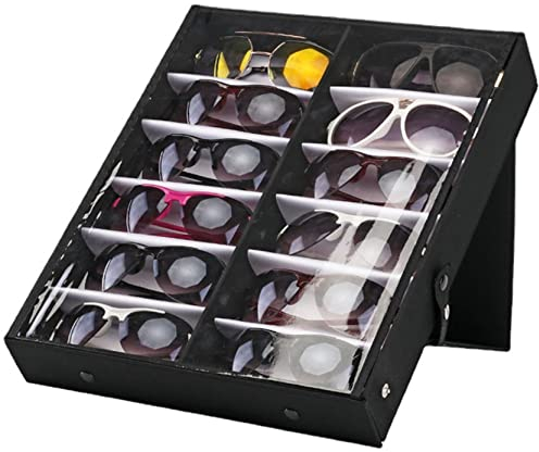Brillenbox Brillenaufbewahrung Brillenpräsentation Elegante Sonnenbrille Organizer 12 Slots Brillen Display Case Stand Lesebrille Eyewear Halter Aufbewahrungsbox Tablett Rack Haushalt Dekoration Aufbe