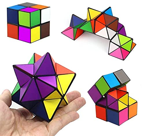 2 in 1 Mehrfarbig Zauberwürfel Set,Stern Zauberwürfel,Infinity Würfel,Knobelspiel für Stress und Angst Abbauen,3D Puzzle Magic Star Cube für Erwachsene und Kinder