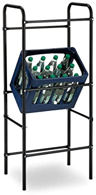 Relaxdays Getränkekistenregal, HxBxT 116 x 50 x 34 cm, Getränkekistenständer für 3 Kisten, Stahl, Getränkeregal, schwarz