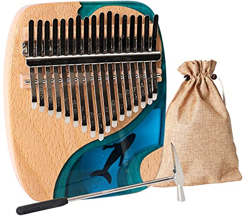Musfunny Kalimba Daumenklavier 17 Schlüssel: Fingerklaviere Holz Mit Lehrmaterial Stimmhammer- Thumb Piano for Kinder Erwachsene Anfänger