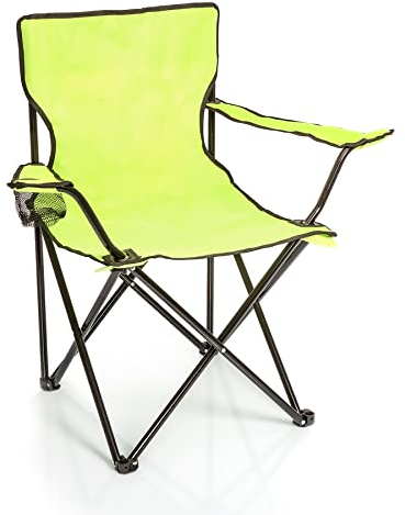 BigDean Faltstuhl HELLGRÜN Campingstuhl Anglerstuhl mit Getränkehalter & Tragetasche - Anglersessel klappbar - Klappstuhl Gartenstuhl Faltstuhl Relaxsessel Angelsessel faltbar