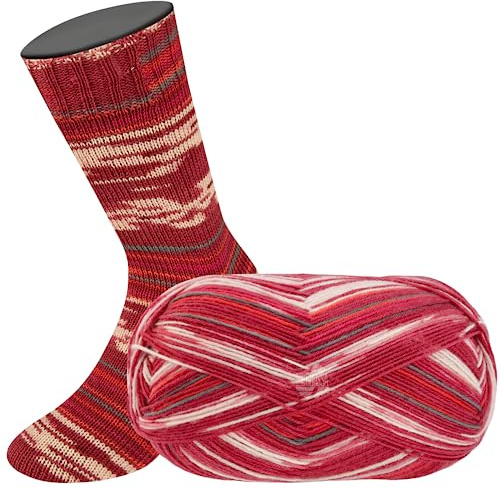 MEILENWEIT 100g Yuma 7452 - Wein-/Hellrot/Dunkelgrau/Pink/Fuchsia/Ecru/Rosa