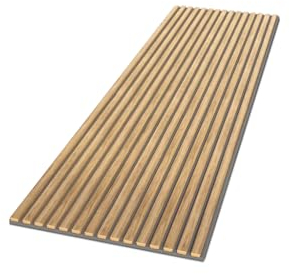 HPFloor Akustikpaneele Holz 240x60 Brau|3D Wandpaneele eiche|MDF Lamellenwand|Wandverkleidung innen zur Schalldämmung & Schallschutz|Holzpaneele Wand Filz dunkelgrau