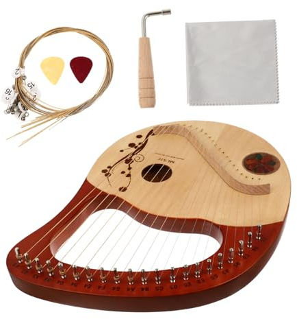 ibasenice 21-Saitige Leierharfe aus Fichte Portables Antikes Musikinstrument für Kinder Inkl Ersatzsaiten Stimmwerkzeug und Reinigungstuch