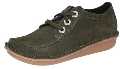 Clarks Tenis Funny Dream para Mujer, Talla 60 EU, Gamuza Verde Oscuro., 37.5 EU