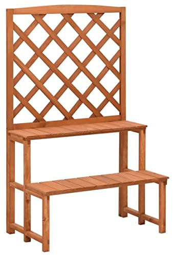 BaraSh Blumentreppe mit Rankgitter 70x42x115 cm Massivholz Tanne Spalier Pflanzenregal Blumenständer Blumenregal Pflanzenständer