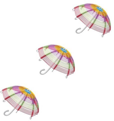 NUOBESTY 3pezzi Mini Ombrello Decorativo Miniatura Per Foto e Decorazione Ombrello Per Casa Delle Bambole e Giochi Educativi Colore Ombreggiato e Manico Argentato