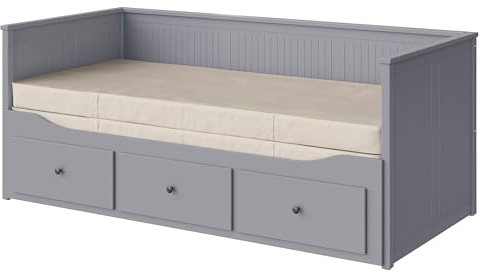 Generisch HEMNES Tagesbett mit 3 Schubladen/2 Matratzen, 80x200 cm, grau/Vannareid extra fest