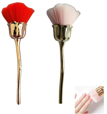 GHYJHS 2 Pack Nail Art Dust Brush Rose Nail Art Dust Cleaner Brush Super Soft Concealer Facial Brush Make up Brush Professional Nail Art Tool for Nail Trimming Cleaning Makeup Brush Tools