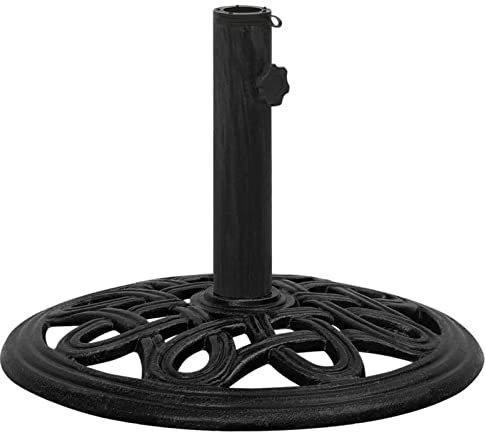 Iiaky Socle de Parasol Noir 44x44x32 cm Fonte,Pied De Parasol,Pied De Parasol Lourd,Pied De Parasol sur roulettes