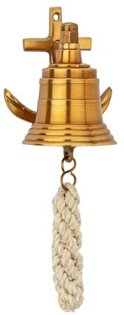 NKlaus Campana de latón antiguo con soporte de pared de 5,5 cm – Campana náutica retro estilo oceánico 16093