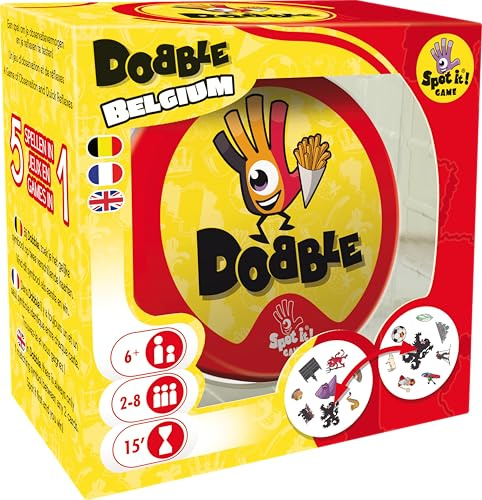 Asmodee | Dobble Belgium (Eco Sleeve) | FR/NL/EN | Zygomatic | 4+ | Gesellschaftsspiele | Kartenspiele | Kinderspiel, Erwachsene und Familie | Schnelligkeit und Beobachtung | 2 bis 8 Spieler | 15
