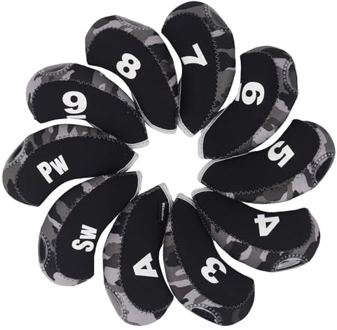 Andux Anzahl Golf Schlägerkopfhüllen Golf Eisen deckt Eisenhauben Packung Mit 10 Schwarz/Tarnung