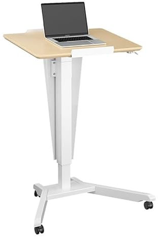 CMYCYDDPLY Tragbares Podium, Mobiler Laptopwagen, Rednerpult mit 4 Rädern und Neigbarem Schreibtisch, Höhenverstellbarer Podiumständer, for Konferenzen, Klassenzimmer, Büros(Natural)