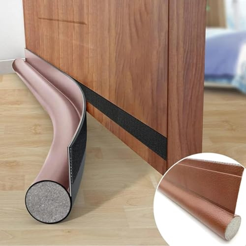 HKDZ Draft Excluder for Doors Grey 2 Pack, 39 Inches Draught Excluder for Doors, Noise Blocker Door Draft Excluder Blocker Window, Dust Proof, Removable Washable Adjustable Door Sweeps,Brown