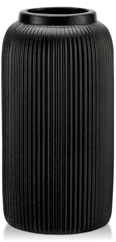 Arborus Keramik Vase 24cm Boho Vase Schwarz Blumenvase Vasen Deko