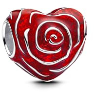 TCZNAF Rote Rose Charms Armbände Bead Compatible fü Armband Schmuck für Damen Muttertag Valentinstag