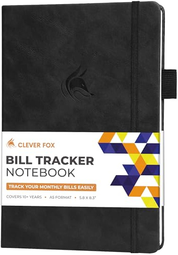 Clever Fox Bill Tracker Notebook – Monthly Bill Payment & Home Finance Organizer with Pocket – Efficient Budget & Expense Planner – Ledger Book to Manage Paying Bills for Saving Money (Black)