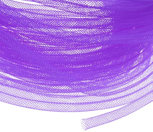 M METERXITY Nastro A Tubo In Rete 25 Iarde, 6mm Nastro Elastico In Tessuto Tubolare In Rete Per Artigianato/Confezione Regali/Mazzi Di Fiori/Matrimoni/Compleanni/Feste/Decorazioni [Viola]