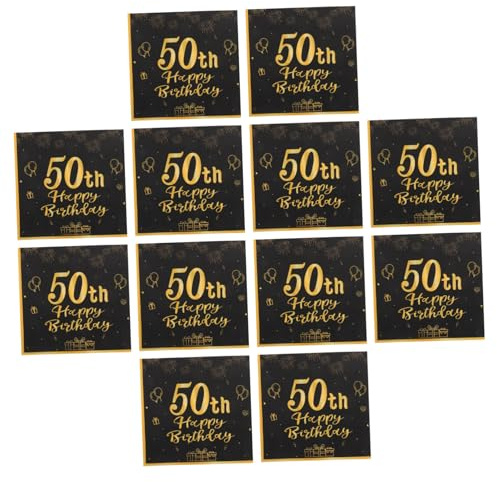 VALICLUD 20stücke Papierservietten Für Geburtstag Schwarz-goldene Drucke Tischdeko Für Geburtstagsfeiern Praktische Wiederverwendbar-servietten Für Familienfeiern