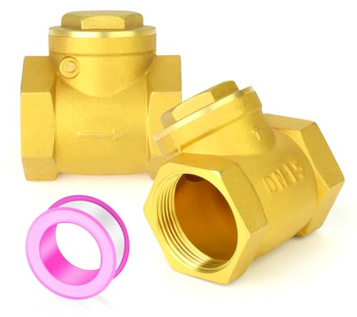 GASHER 2 Stück Swing Messing Rückschlagventil DN15 1/2 BSP Innengewinde, Rückflussverhinderung, Rückschlagventile für Sumpfpumpe und Luftkompressor, Gas Luft Kraftstoff Öl Wasser