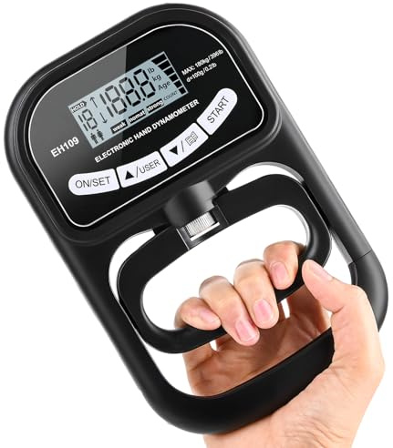 Dinamómetro de Mano Digital Automático, Medidor de Fuerza de Agarre Electrónico, Probador de Fuerza de Prensión con Capacidad de 180KG, Pantalla LCD
