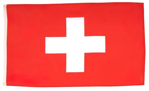 AZ FLAG - Lote de 2 banderas de Suiza - 150 x 90 cm - Bandera helvética 100% poliéster con ojales metálicos integrados